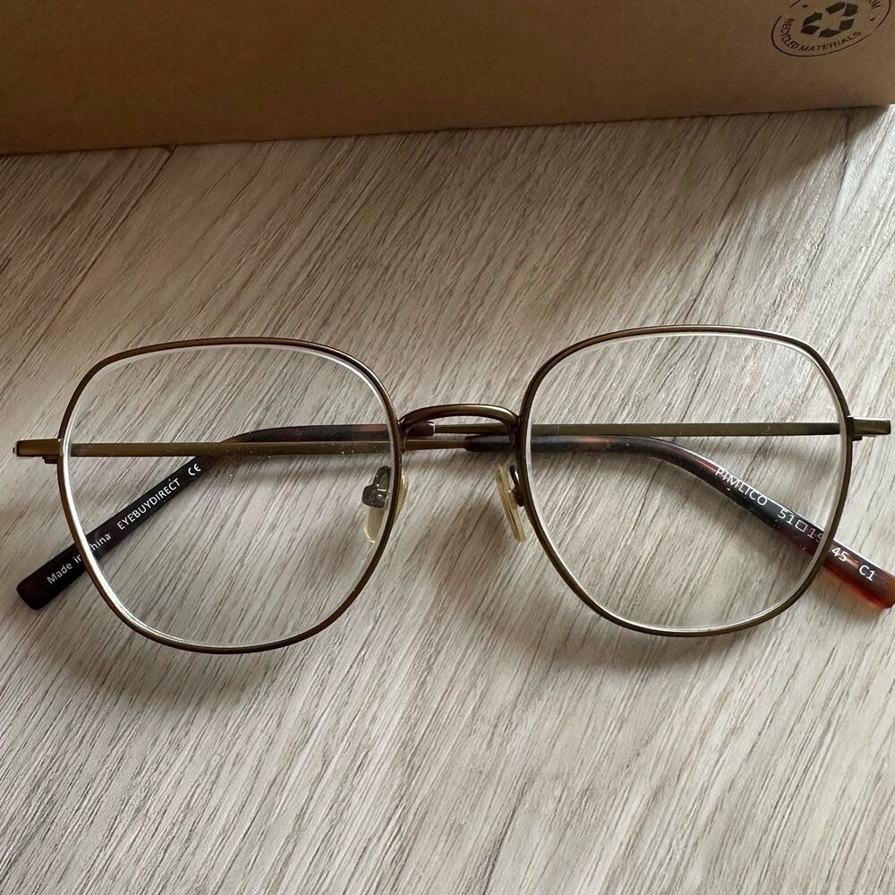 EyeBuyDirect Eye Glasses Frames Pimlico Round Bronze Wire - Picture 3 of 12
